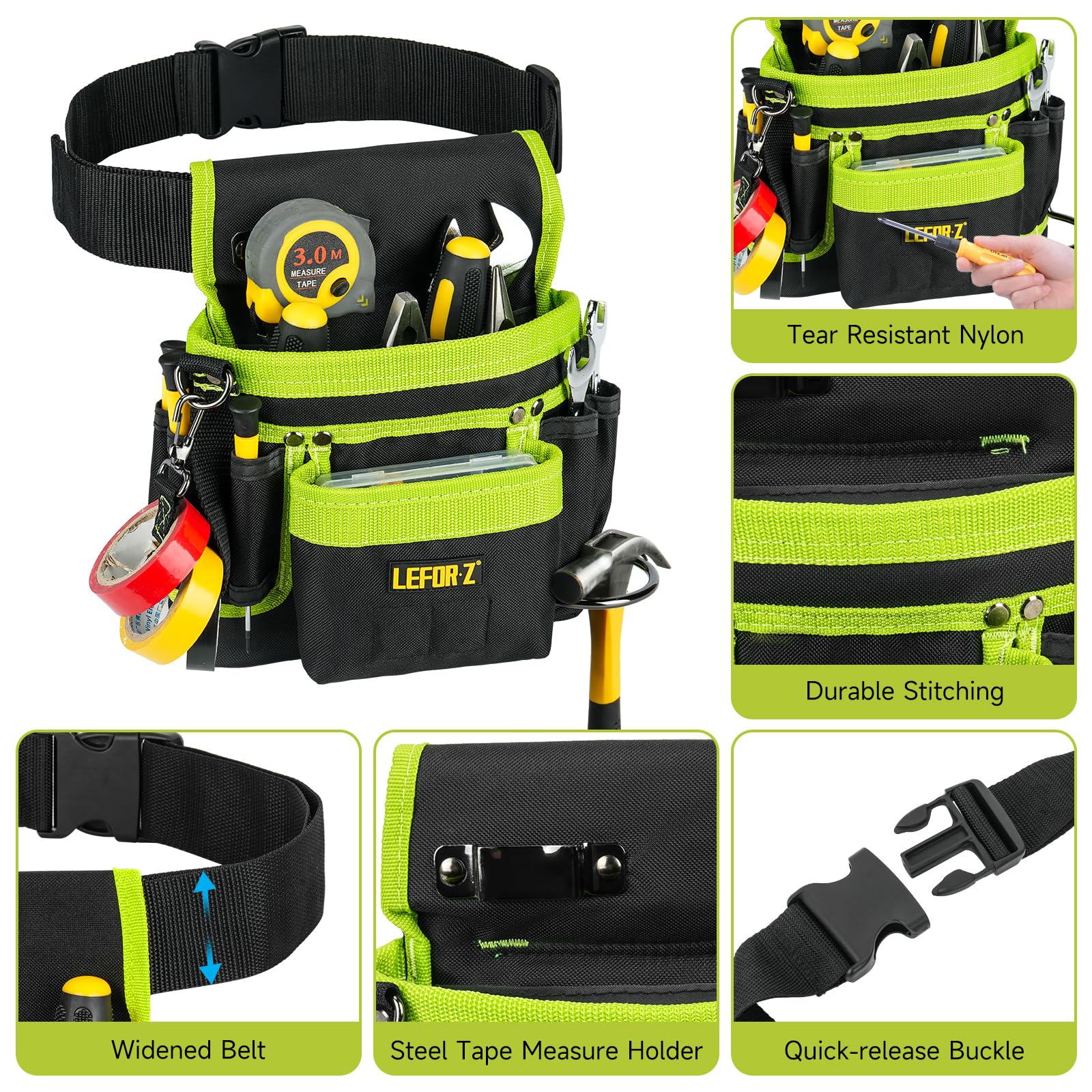 Tool Belt,Magnetic Tool Pouch,14-Pockets Tool Belts for Men,Detachable & Adjustable Tool Pouch belt for Electrician,Carpenter,Construction,Work Apron,Utility Belt,Black-Brown