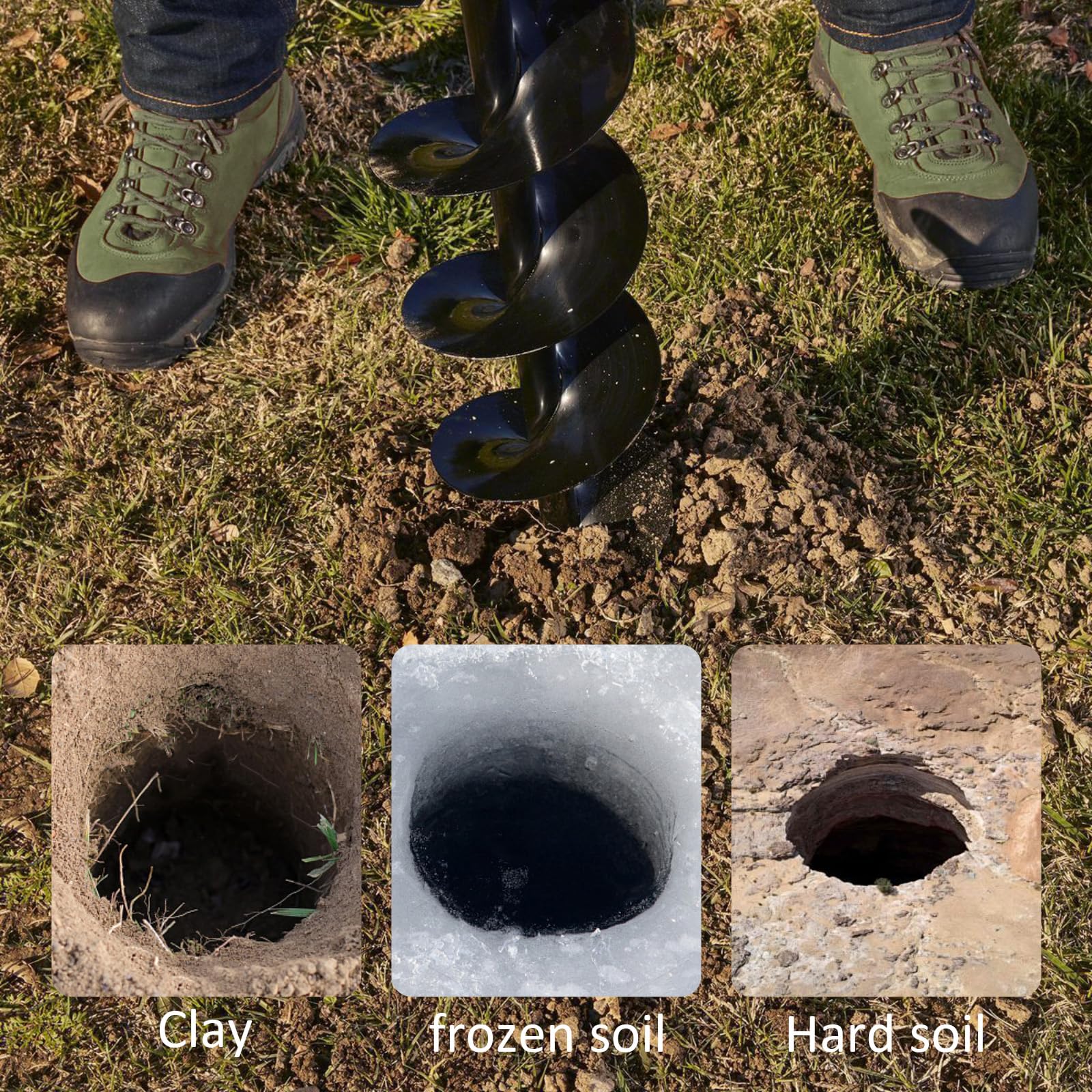 85cc 4HP Post Hole Digger Gas Powered, Gas Earth Auger/Ice Auger, with 3 Drill Bits 4"/8"/12" + 2 Extension Bar, One Man Earth Auger for Planting Fence, EPA Compliant Post Hole Auger